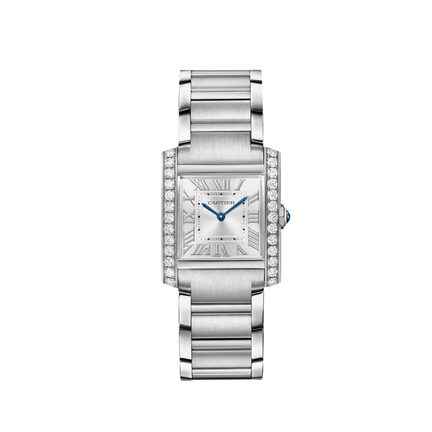 Cartier Tank Française Medium W4TA0028 Acier Inoxydable Cadran Argent Lunette Diamants