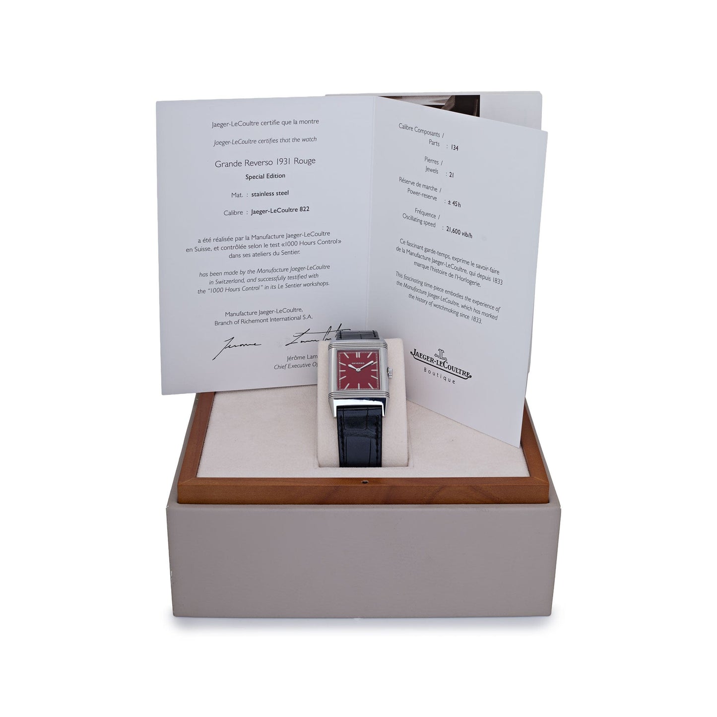 Jaeger-LeCoultre Reverso 278856J Acier Inoxydable Cadran Rouge Édition Spéciale « 1931 Rouge »