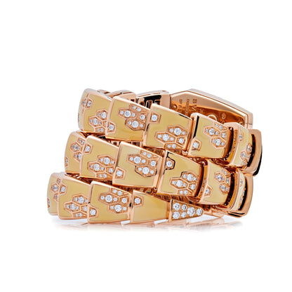Montre BVLGARI Serpenti deux tours 101985 Femme Or rose Diamants Laque Cadran nacre