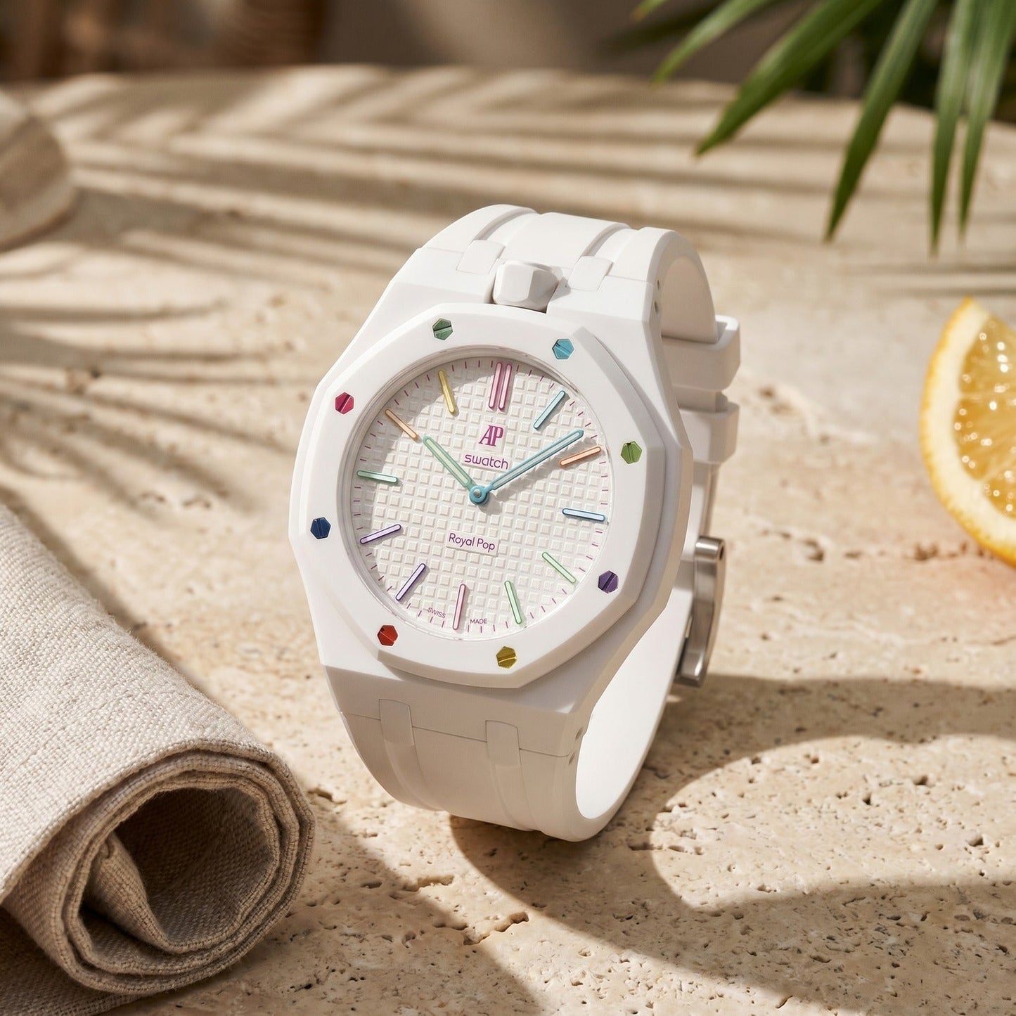Audemars Piguet x Swatch Royal Pop "HUIT BLANC" 40 mm + Rubber Case-Strap
