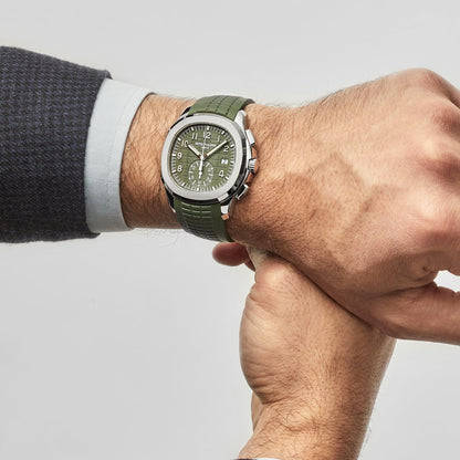 Patek Philippe Aquanaut 3285 V3 – Chronographe Super Clone Suisse 5968G-010 Or Blanc Cadran Vert Kaki (2023)