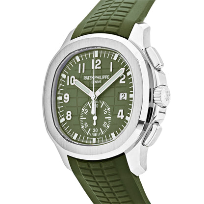 Patek Philippe Aquanaut 3285 V3 – Chronographe Super Clone Suisse 5968G-010 Or Blanc Cadran Vert Kaki (2023)