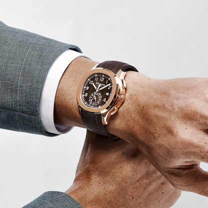 Chronographe Patek Philippe Aquanaut 5968R-001, cadran brun, or rose