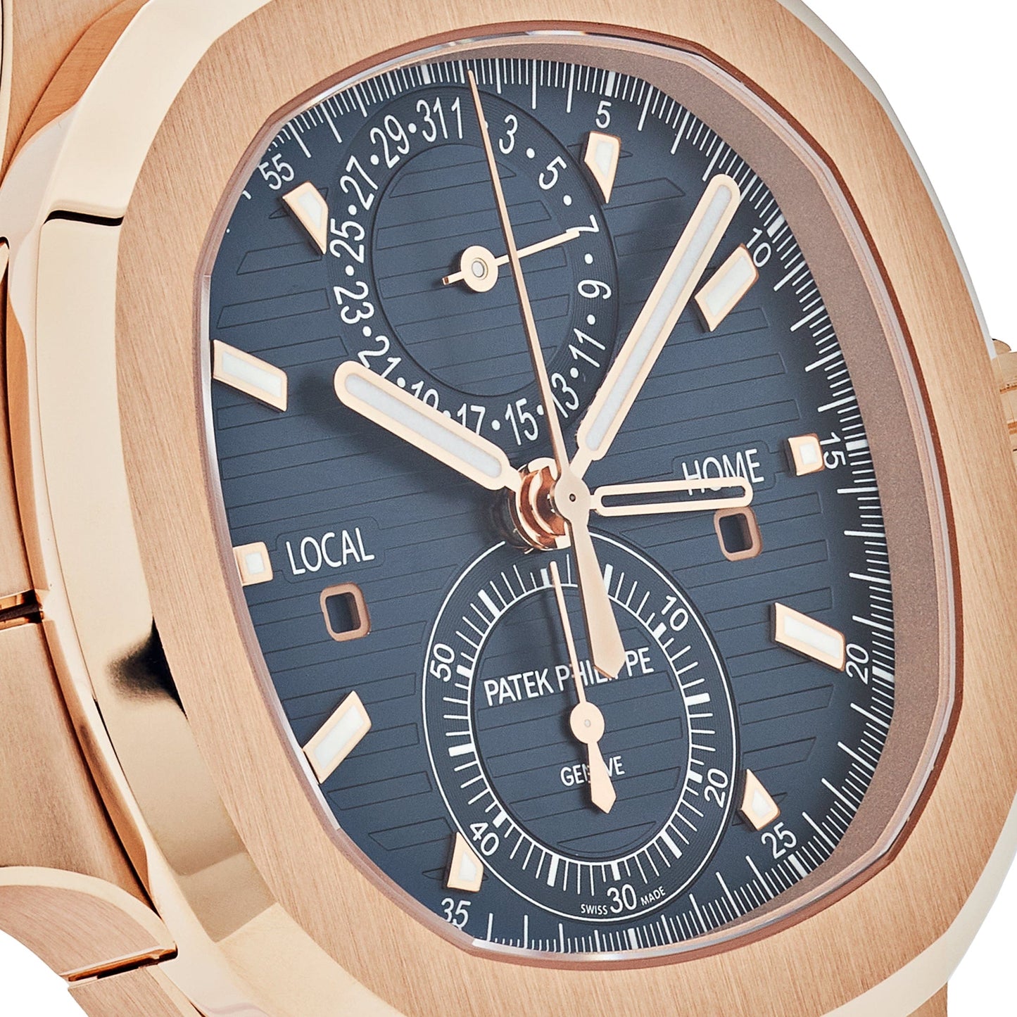 Patek Philippe Nautilus 3285 V3 – Super Clone Suisse 5990/1R-001 Chronographe Flyback Travel Time Or Rose Cadran Bleu (2025)