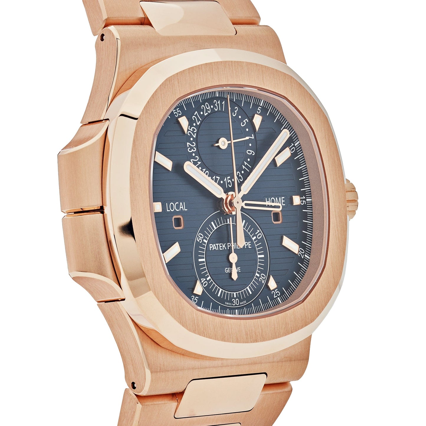 Patek Philippe Nautilus 3285 V3 – Super Clone Suisse 5990/1R-001 Chronographe Flyback Travel Time Or Rose Cadran Bleu (2025)