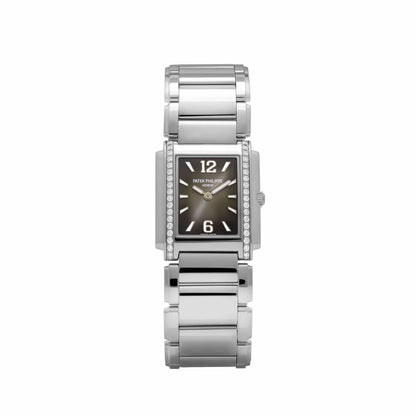 Patek Philippe Twenty-4 4910/1200A-010 « Femme » Acier Inoxydable Cadran Gris Lunette Diamants Quartz (2024)