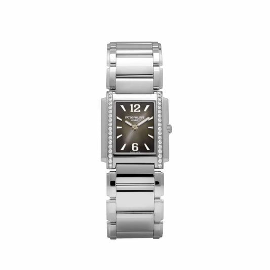 Patek Philippe Twenty-4 4910/1200A-010 « Femme » Acier Inoxydable Cadran Gris Lunette Diamants Quartz (2024)