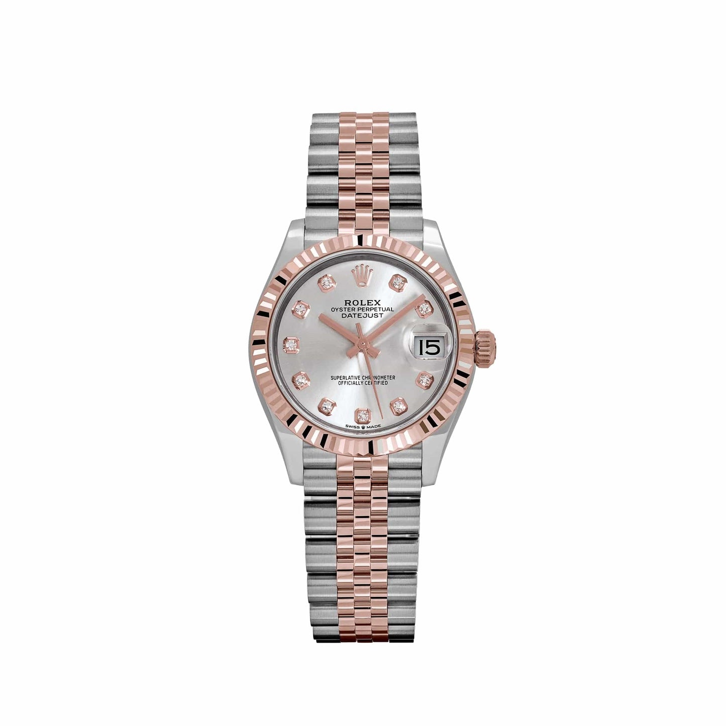 Rolex Datejust 31 278271 « Dames » Acier inoxydable Or rose Cadran argenté diamant (2024)